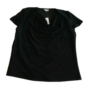 Jocelyn Smith Collection Top Women's XL Black Glitter Draped Neck Evening Blouse